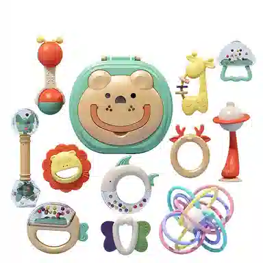 益米 手摇铃安抚套装 牙胶可啃咬 早教益智玩具