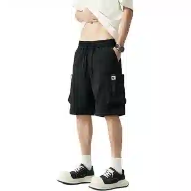 敦煌博物馆 美式复古多口袋机能宽松直筒弹力薄款轻量化松紧腰绳舒适百搭运动休闲短裤 男女同款