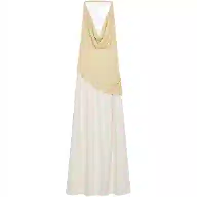 ZARA Long Halter Neck Dress Beige