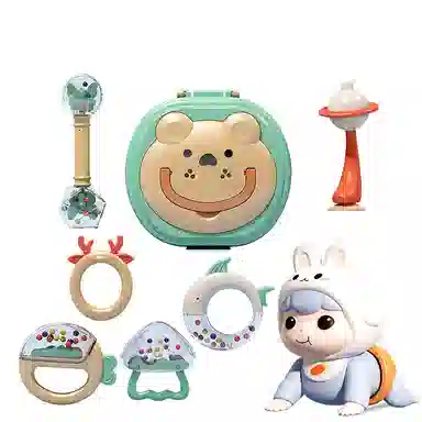 益米 手摇铃安抚套装 牙胶可啃咬 早教益智玩具