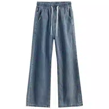 加菲猫家族 美式街头复古水洗做旧纯色简约舒适宽松直筒个性百搭垂坠感时尚痞帅嘻哈潮牌中性风青春活力牛仔裤 男女同款