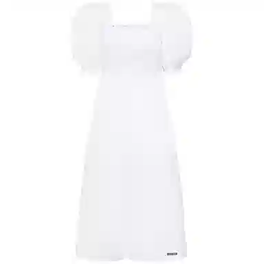 Miu Miu SS22 Embroidered Puff Sleeve Dress White