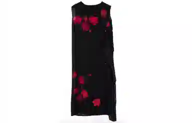 Yohji Yamamoto Peony Silk Dress Black