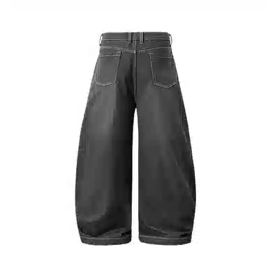 膨胀潮牌 弯刀中腰舒适时尚百搭宽松牛仔裤 男女同款