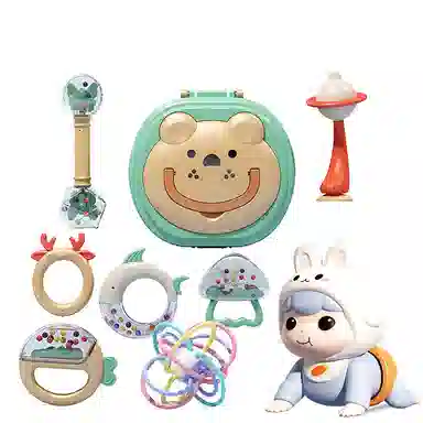 益米 手摇铃安抚套装 牙胶可啃咬 早教益智玩具