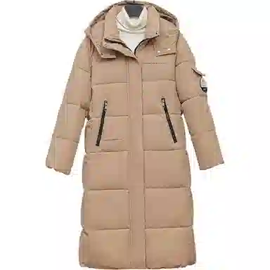 红蜻蜓 长款连帽立领防风保暖棉服 女款