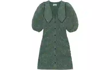 GANNI Floral Jacquard Mini Dress Green