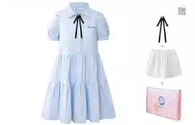 东鲸岁时记 学院风海军领宽松短袖连衣裙 女款