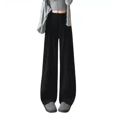 欧迪芬 纯色简约通勤山本裤透气垂感慵懒阔腿显瘦休闲裤 女款