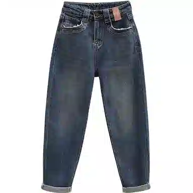 丝柏舍 高腰宽松拉链牛仔裤 女款 深蓝色