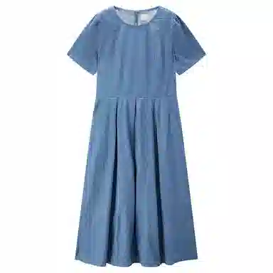 佐丹奴 纯棉水洗圆领短袖连衣裙 女款