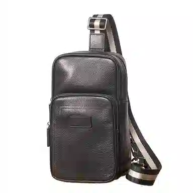 日韩风真皮百搭 头层牛皮 胸包 常规 男款 黑色