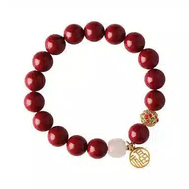 福茹记 锦年鸿福 国风好运 趋吉避凶路路通  红色本命 显白复古新中式 朱砂 手串 女款