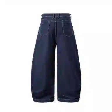 膨胀潮牌 弯刀中腰舒适时尚百搭宽松牛仔裤 男女同款