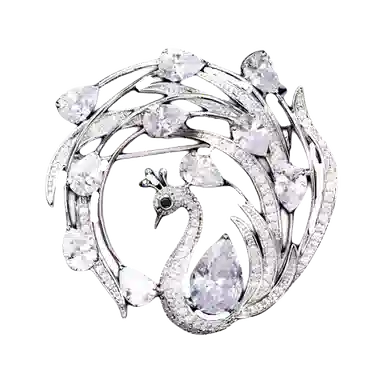 山一丸 彩色孔雀羽毛胸花韩版个性水滴饰品别针 锆石 胸针 女款