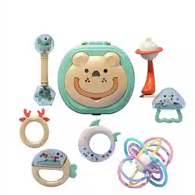 益米 手摇铃安抚套装 牙胶可啃咬 早教益智玩具