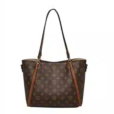 老人头 复古百搭经典通勤 合成革 托特包单肩包 女款 啡色/卡其色