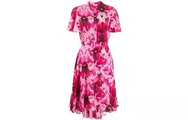 Alexander McQueen Floral Print Short Sleeve Dress