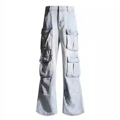 JUFU Retro Cargo Wide Leg Jeans
