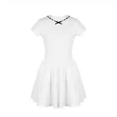 花铃太太 圆领修身中长款短袖连衣裙 女款