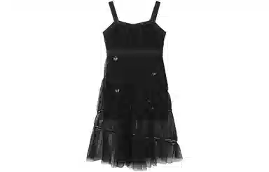 太平鸟 网纱吊带连衣裙 女款 黑色