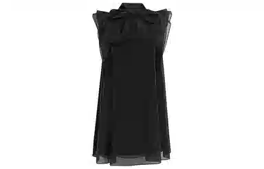 美洋 纯色蝴蝶结无袖连衣裙