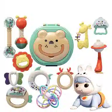益米 手摇铃安抚套装 牙胶可啃咬 早教益智玩具