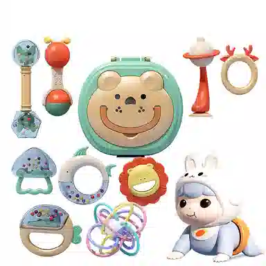益米 手摇铃安抚套装 牙胶可啃咬 早教益智玩具