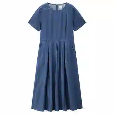 佐丹奴 纯棉水洗圆领短袖连衣裙 女款