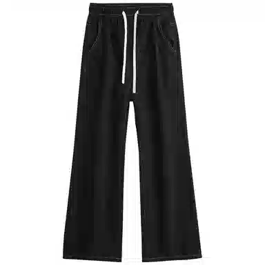 加菲猫家族 美式街头复古水洗做旧纯色简约舒适宽松直筒个性百搭垂坠感时尚痞帅嘻哈潮牌中性风青春活力牛仔裤 男女同款