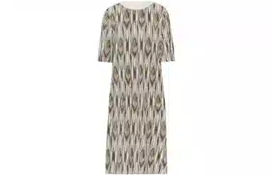 美洋 图案印花中长款短袖连衣裙