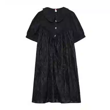 木果果木 纯色宽松套头中长款短袖连衣裙 女款