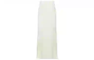 美洋 开叉纯色直筒针织长裙 奶白色