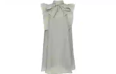 美洋 纯色蝴蝶结无袖连衣裙