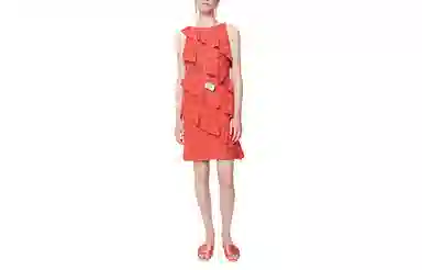 CHANEL SS22 Silk Jacquard Dress Red