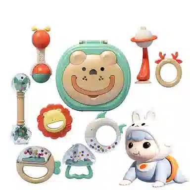 益米 手摇铃安抚套装 牙胶可啃咬 早教益智玩具