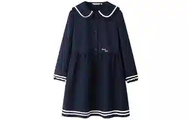东鲸岁时记 条纹海军领长袖连衣裙 女款 藏青色