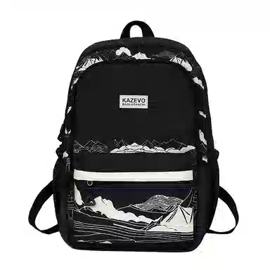 宝琳卡 个性时尚日系涂鸦潮流 涤纶 双肩包 男女同款情侣款 白色/黑色