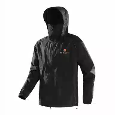 巴塞罗那足球俱乐部 户外城市机能风队徽印花活片剪裁明线设计带帽沿薄款外套宽松百搭双拉链 超轻透气防紫外线凉感防晒防晒服 男女同款
