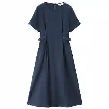 佐丹奴 收腰圆领梭织休闲短袖连衣裙 女款