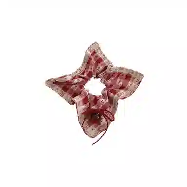 水中玉 樱桃蕾丝蝴蝶结格子方巾大肠发圈发饰扎头发绳头饰 皮筋 头绳 女款