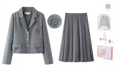 东鲸岁时记 学院风温柔学姐风穿搭日系上衣中腰合身舒适半裙西装套装 女款 灰色