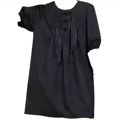 木果果木 新中式盘扣国风小个子短袖连衣裙 女款 黑色