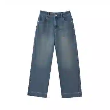 柳絮自制 高阶九分长《时光搁浅》宽松显瘦直筒牛仔裤 女款 浅色