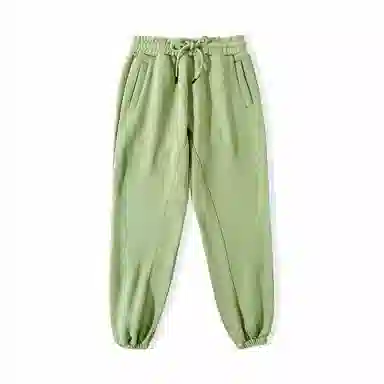 重磅基础 纯色束脚抽绳百搭加绒加厚休闲针织运动裤 女款