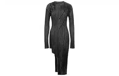 Feng Chen Wang Striped Knit Long Sleeve Dress
