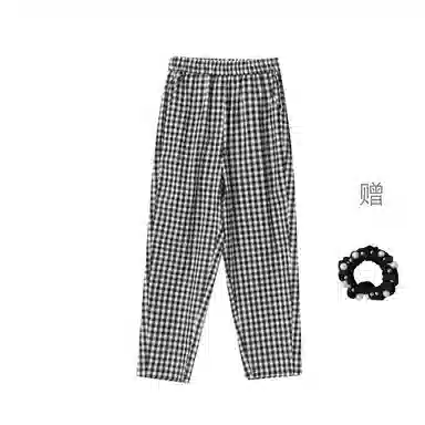 雾闪闪 格子合身直筒休闲裤 女款