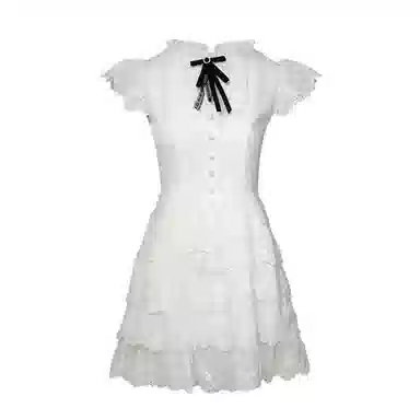 JUFU French Waist Dress White