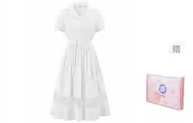 东鲸岁时记 法式气质通勤纯色简约舒适短袖连衣裙 女款 礼盒装 白色连衣裙（含内衬 腰部抽绳设计）