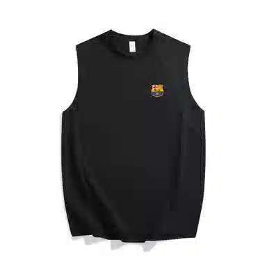 巴塞罗那足球俱乐部 运动户外简约纯色经典基础款吸汗透气冰丝速干百搭跑步健身宽松圆领无袖背心 男女同款